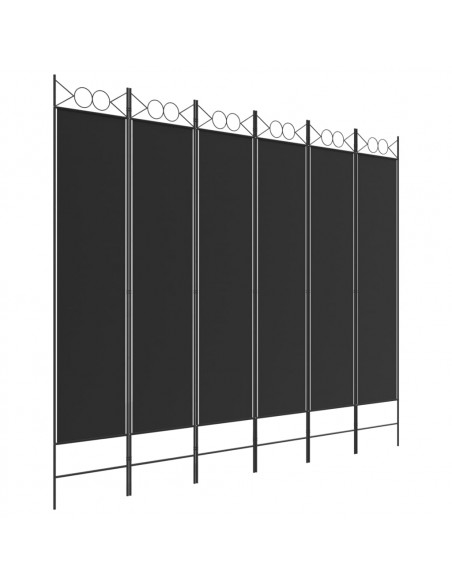 Divisorio a 6 Pannelli Nero 240x200 cm in Tessuto