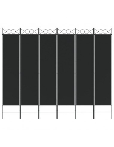 Divisorio a 6 Pannelli Nero 240x200 cm in Tessuto