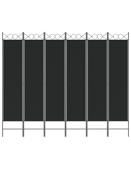 Divisorio a 6 Pannelli Nero 240x200 cm in Tessuto
