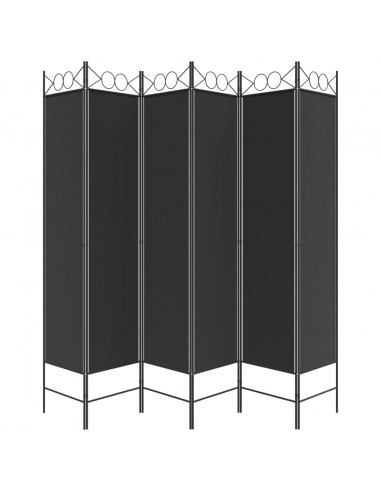 Divisorio a 6 Pannelli Nero 240x200 cm in Tessuto