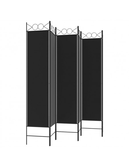 Divisorio a 6 Pannelli Nero 240x200 cm in Tessuto