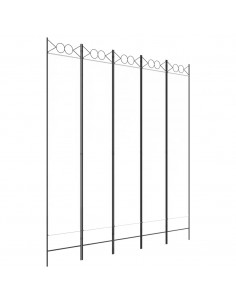 Divisorio a 5 Pannelli Bianco 200x220 cm Tessuto