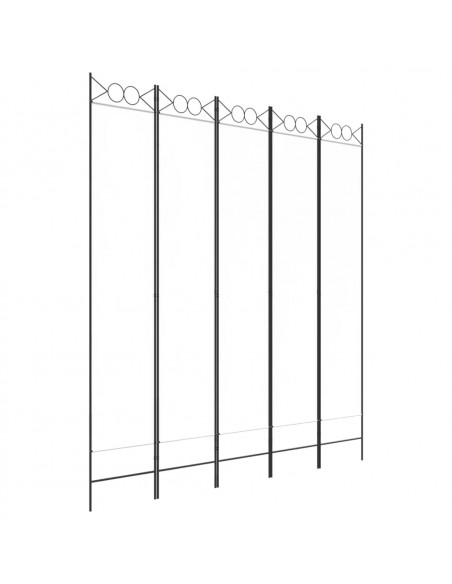 Divisorio a 5 Pannelli Bianco 200x220 cm Tessuto