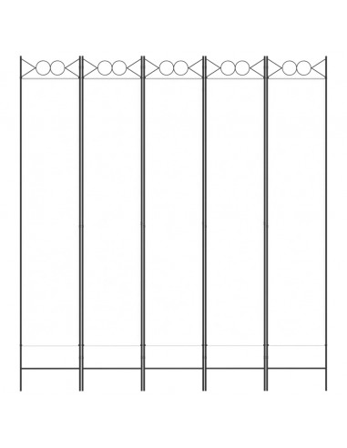 Divisorio a 5 Pannelli Bianco 200x220 cm Tessuto