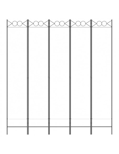 Divisorio a 5 Pannelli Bianco 200x220 cm Tessuto