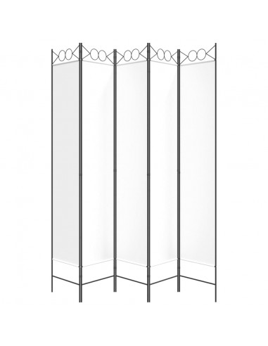 Divisorio a 5 Pannelli Bianco 200x220 cm Tessuto