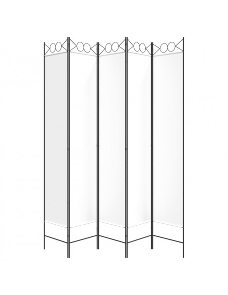 Divisorio a 5 Pannelli Bianco 200x220 cm Tessuto