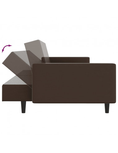 Divano Letto a 2 Posti Marrone in Similpelle