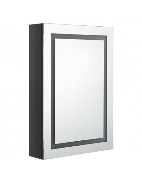 Armadietto Bagno con Specchio e LED Nero Lucido 50x13x70 cm