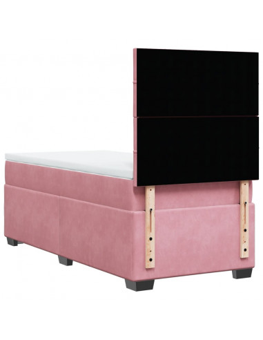 Giroletto a Molle con Materasso Rosa 90x190 cm in Velluto