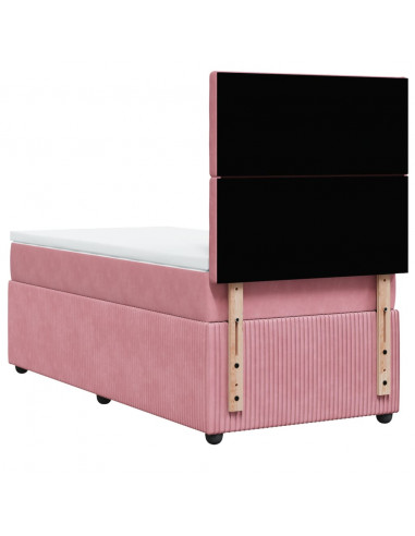 Giroletto a Molle con Materasso Rosa 80x200 cm in Velluto