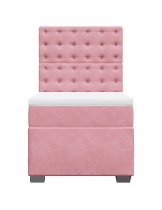 Giroletto a Molle con Materasso Rosa 80x200 cm in Velluto