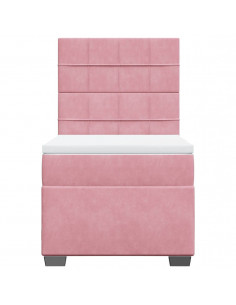 Giroletto a Molle con Materasso Rosa 90x190 cm in Velluto