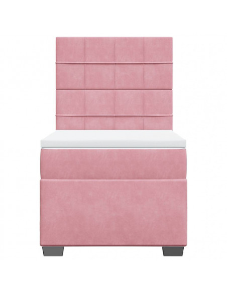 Giroletto a Molle con Materasso Rosa 90x190 cm in Velluto