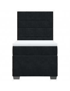 Giroletto a Molle con Materasso Nero 90x190 cm in Velluto