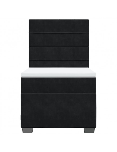 Giroletto a Molle con Materasso Nero 90x190 cm in Velluto