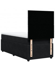 Giroletto a Molle con Materasso Nero 90x190 cm in Velluto 2