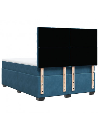 Giroletto a Molle con Materasso Blu 140x200 cm in Velluto