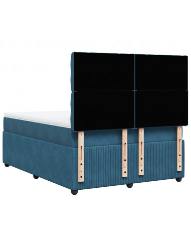 Giroletto a Molle con Materasso Blu 140x200 cm in Velluto