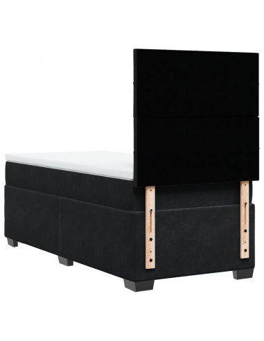 Giroletto a Molle con Materasso Nero 90x200 cm in Velluto