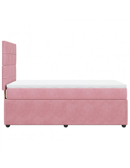 Giroletto a Molle con Materasso Rosa 90x190 cm in Velluto