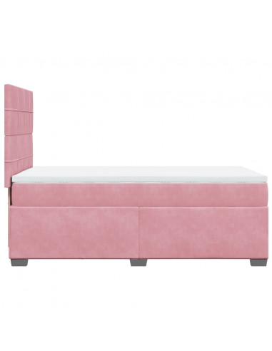 Giroletto a Molle con Materasso Rosa 90x200 cm in Velluto