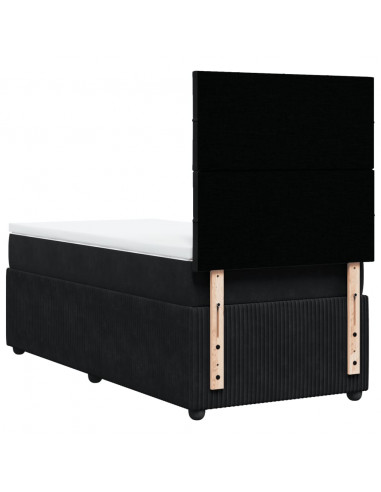 Giroletto a Molle con Materasso Nero 90x200 cm in Velluto