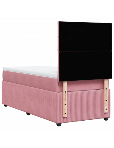 Giroletto a Molle con Materasso Rosa 90x200 cm in Velluto