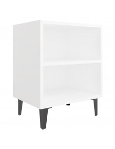 Comodini con Gambe in Metallo 2pz Bianchi 40x30x50 cm 2