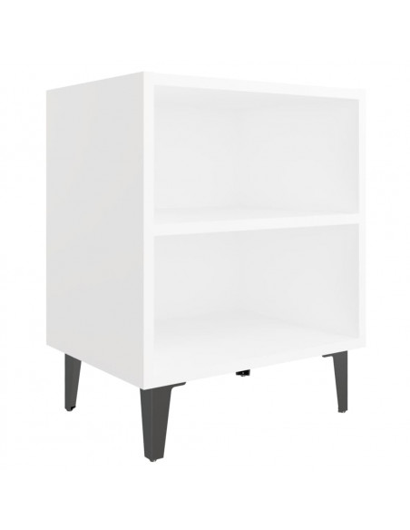 Comodini con Gambe in Metallo 2pz Bianchi 40x30x50 cm