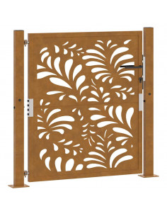 Cancello da Giardino 105x105 cm Acciaio Corten Design Ondulato
