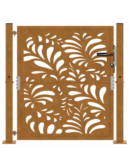 Cancello da Giardino 105x105 cm Acciaio Corten Design Ondulato