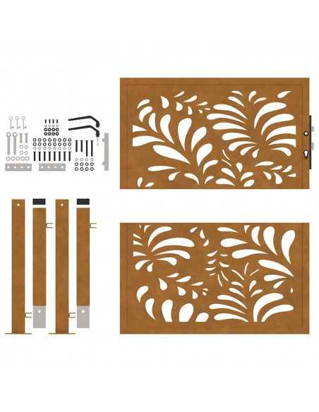 Cancello da Giardino 105x105 cm Acciaio Corten Design Ondulato