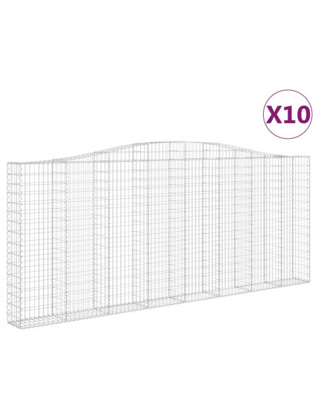 Cesti Gabbioni ad Arco 10 pz 400x30x160/180 cm Ferro Zincato