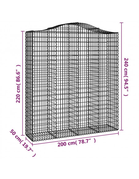 Cesti Gabbioni ad Arco 14 pz 200x50x220/240 cm Ferro Zincato