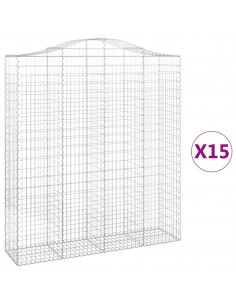 Cesti Gabbioni ad Arco 15 pz 200x50x220/240 cm Ferro Zincato