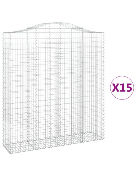 Cesti Gabbioni ad Arco 15 pz 200x50x220/240 cm Ferro Zincato