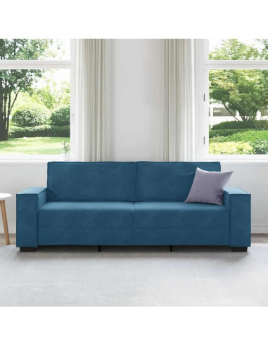 Divano a 3 Posti Blu 220x78x84 cm in Velluto