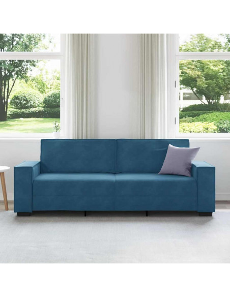 Divano a 3 Posti Blu 220x78x84 cm in Velluto