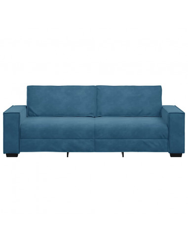 Divano a 3 Posti Blu 220x78x84 cm in Velluto