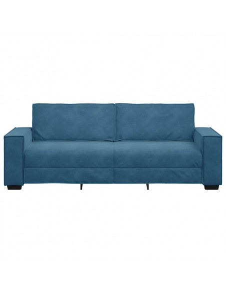 Divano a 3 Posti Blu 220x78x84 cm in Velluto