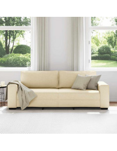 Divano a 3 Posti Crema 180 cm in Tessuto 2