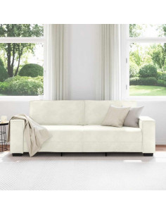 Divano a 3 Posti Crema 220x78x84 cm in Velluto 2