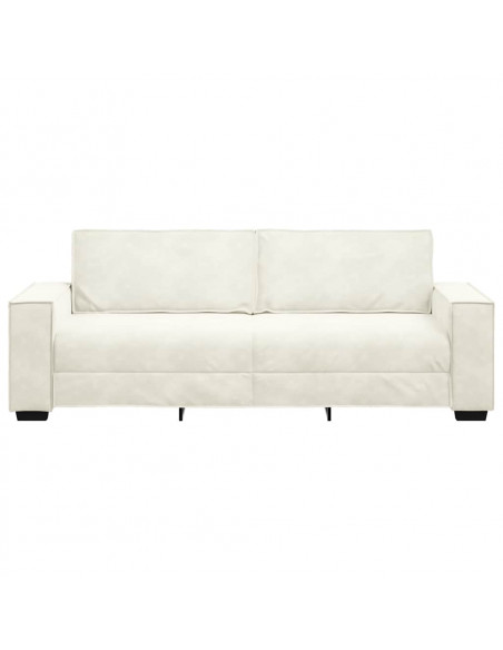 Divano a 3 Posti Crema 220x78x84 cm in Velluto