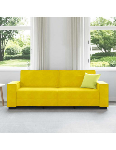 Divano a 3 Posti Giallo 180 cm in Velluto