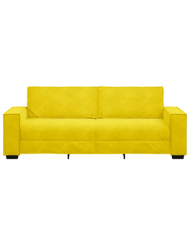 Divano a 3 Posti Giallo 180 cm in Velluto