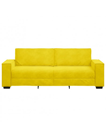 Divano a 3 Posti Giallo 180 cm in Velluto