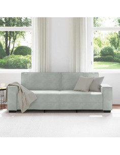 Divano a 3 Posti Grigio Chiaro 180 cm in Velluto 2