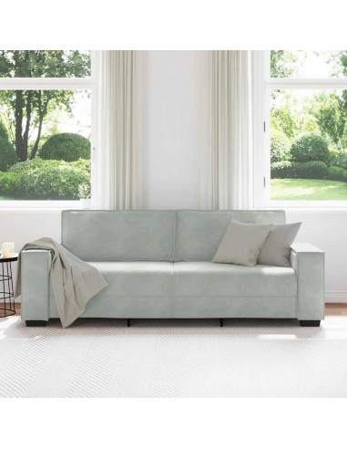Divano a 3 Posti Grigio Chiaro 180 cm in Velluto