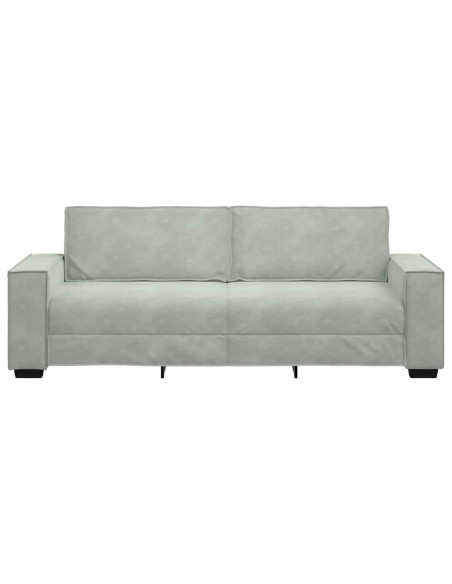 Divano a 3 Posti Grigio Chiaro 180 cm in Velluto